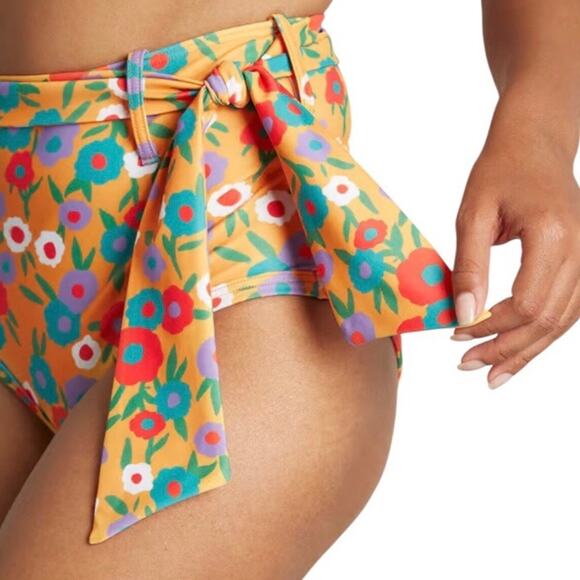 ModCloth NWT Greta 70’s Inspired Floral Print High-Waisted Bikini Bottom Size XL - Picture 12 of 14